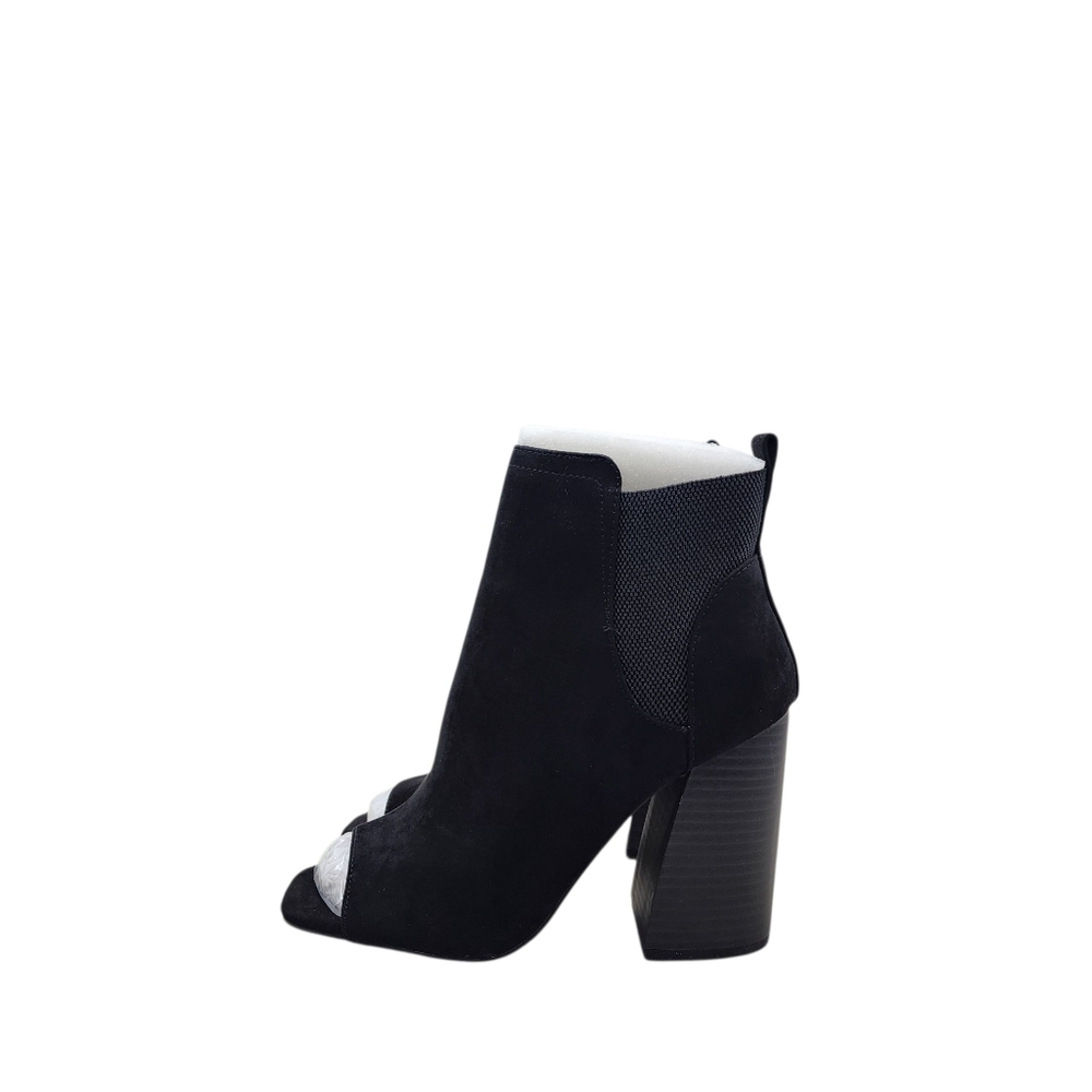 Qupid Women's Black Suede Peep Toe Ankle Boots - 8.5